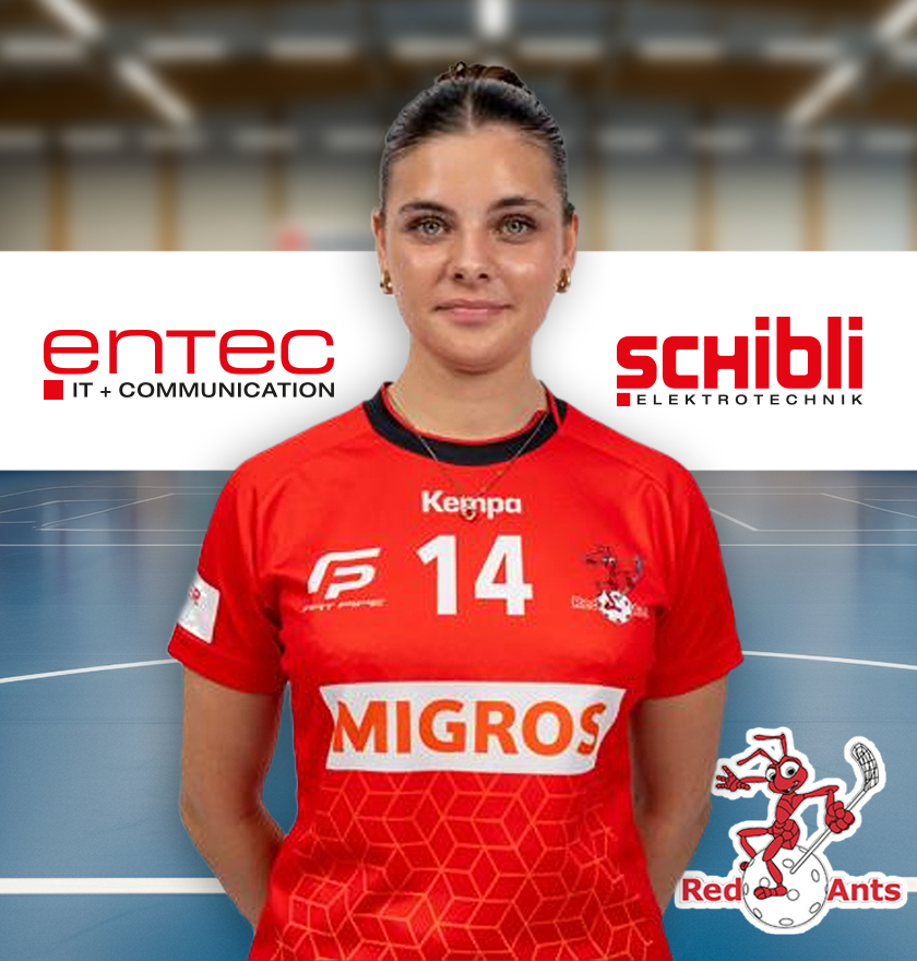 Fiona Boss Unihockeyspielerin beei Red Ants Winterthur Sponsored by Entec und Schibli